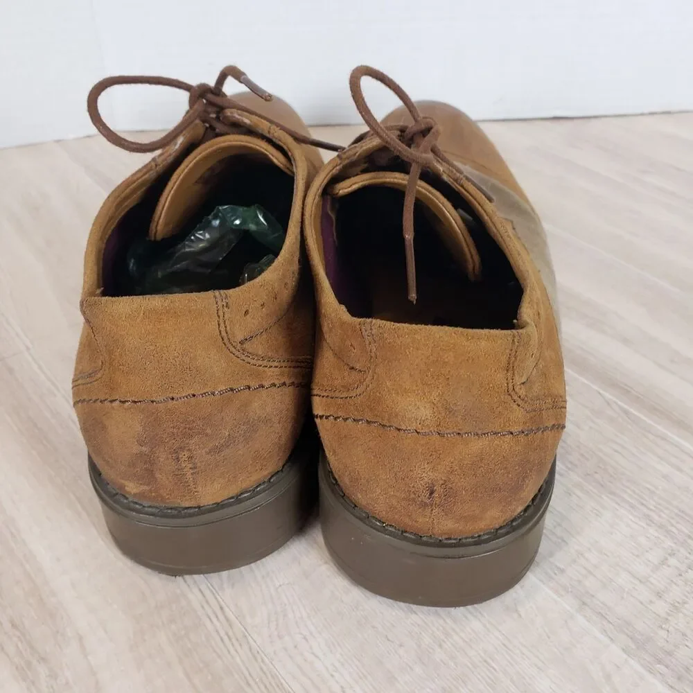 CLARKS Garren Mens Cap Toe Oxfords Lace Up Leather Fabric Brown size 10.5